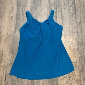 Miraclesuit Women Teal Blue Draped Underwire Tankini Swim Top Size 10DD